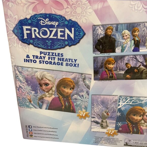Disney Frozen 7 Wood Puzzles Set With Storage Box - Picture 3 of 5